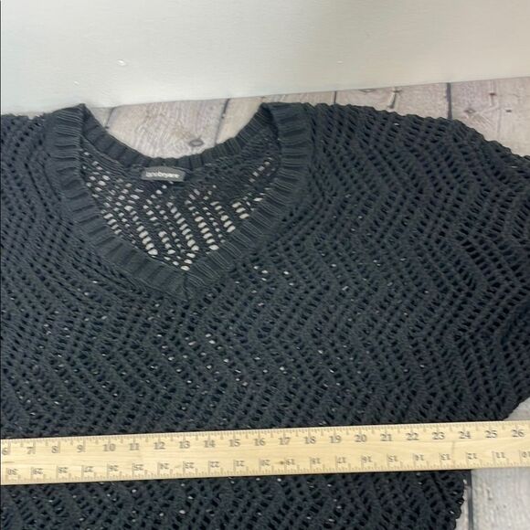 Lane Bryant Black Crochet Open Knit V-Neck Sweater with Batwing Sleeves size 2X - Picture 6 of 7